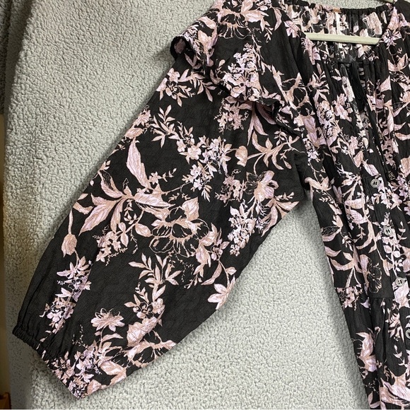 Free People Sunbaked Floral Swing Dress in Washed Black Womens Size M Oversized - Picture 3 of 9